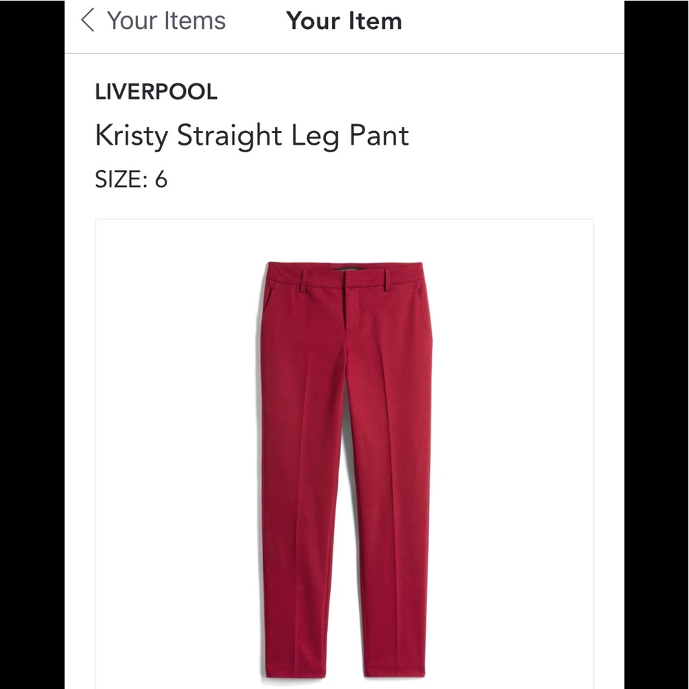 Red Liverpool Kristy Straight Leg Pant